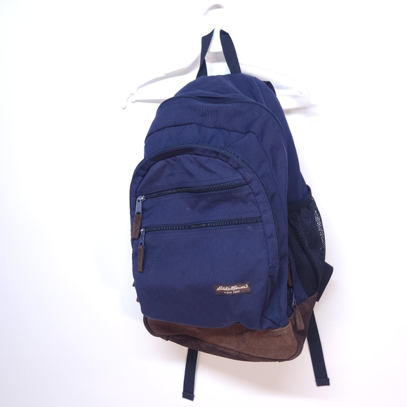 Eddie Bauer Handbags - Vintage Eddie Bauer Backpack, Blue w/ Suede Bottom